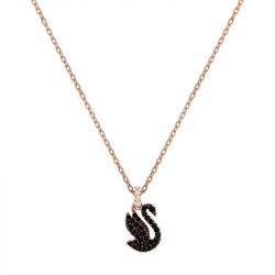 Collier femme swan swarovski métal doré rose et cristaux 5678046 - colliers-femme - edora - 0