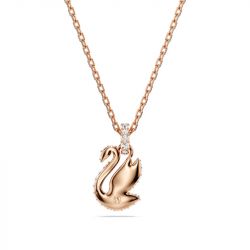 Collier femme swan swarovski métal doré rose et cristaux 5678046 - colliers-femme - edora - 3