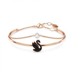 Bracelet femme jonc swan swarovski métal doré rose et cristaux 5678048 - bracelets-femme - edora - 0