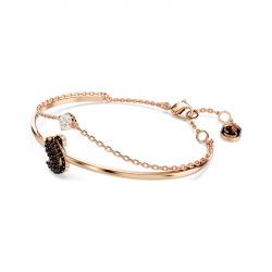 Bracelet femme jonc swan swarovski métal doré rose et cristaux 5678048 - bracelets-femme - edora - 2