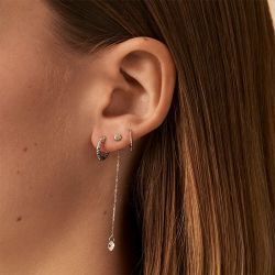 Boucle d'oreille femme piercing créole dentado agatha argent 925/1000 et oxydes 02320754-050-tu - boucles-d-oreilles-femme - edora - 1