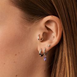 Boucle d'oreille femme piercing puce mini agatha argent 925/1000 et oxyde 02320992-136-tu - boucles-d-oreilles-femme - edora - 1