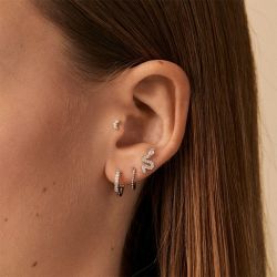 Boucle d'oreille femme piercing puce snaky agatha argent 925/1000 et oxydes 02320980-136-tu - boucles-d-oreilles-femme - edora - 1