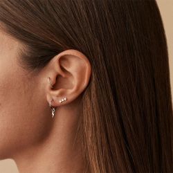 Boucle d'oreille femme piercing créole tonnerre agatha argent 925/1000 et oxydes 02320752-050-tu - boucles-d-oreilles-femme - edora - 1