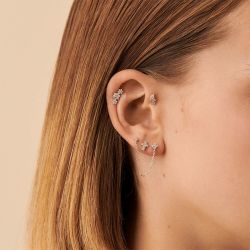 Boucle d'oreille femme piercing puce trioflor agatha argent 925/1000 et oxydes 02320664-136-tu - boucles-d-oreilles-femme - edora - 1