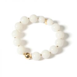 Bracelet femme wafa zag bijoux acier doré et perles de bodhi sbr23240-01wht12 - bracelets-femme - edora - 0