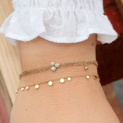 Bracelet femme confettis zag bijoux acier doré sbs12105-01wht - bracelets-femme - edora - 1