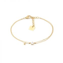 Bracelet femme céline zag bijoux acier doré et oxyde sbs21771-01wht - bracelets-femme - edora - 0