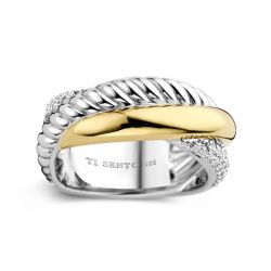 Bague femme ti sento argent 925/1000 bicolore et oxydes taille 54 1973zy - bagues-femmes - edora - 0