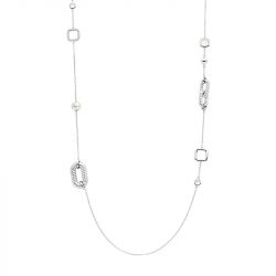 Collier femme sautoir ti sento argent 925/1000 argenté et oxydes 34045zi - colliers-femme - edora - 0