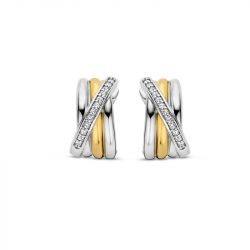 Boucles d'oreilles femme créoles ti sento argent 925/1000 bicolore et  oxydes 7960zy - boucles-d-oreilles-femme - edora - 2