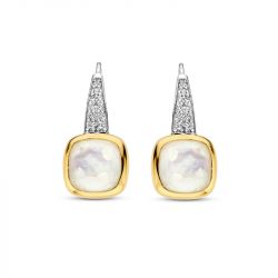 Boucles d'oreilles femme pendantes ti sento plaqué or bicolore et nacre 7969mw - boucles-d-oreilles-femme - edora - 2