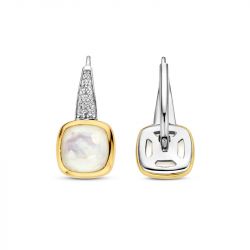 Boucles d'oreilles femme pendantes ti sento plaqué or bicolore et nacre 7969mw - boucles-d-oreilles-femme - edora - 3