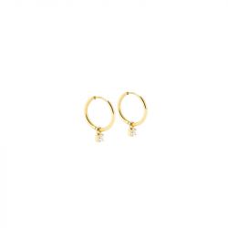 Boucles d'oreilles femme créoles zag bijoux shinny acier doré sec18387-01wht - boucles-d-oreilles-femme - edora - 0