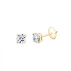 Boucles d'oreilles femme puces eÏko or 750/1000 jaune et diamants de synthèse lce27680d - boucles-d-oreilles-femme - edora - 0