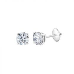 Boucles d'oreilles femme puces eÏko or 750/1000 blanc et diamants de synthèse lce27681dw - boucles-d-oreilles-femme - edora - 0