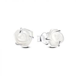 Boucles d'oreilles femme puces pandora argent 925/1000 rose blanche 293209c01 - puces - edora - 0