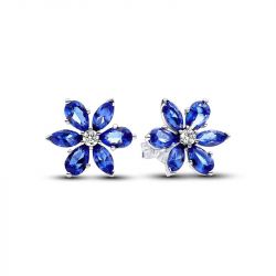 Boucles d'oreilles femme puces pandora argent 925/1000 herbier bleu scintillant 292407c01 - boucles-d-oreilles-femme - edora - 0