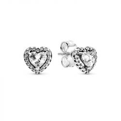 Boucles d'oreilles femme puces pandora argent 925/1000 cœurs surélevés 298427c01 - puces - edora - 0