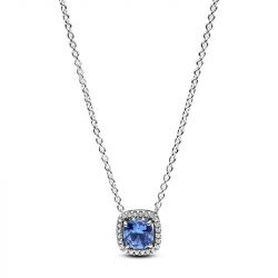 Collier femme pandora argent 925/1000 halo bleu carré scintillant 393560c01-45 - colliers-femme - edora - 0