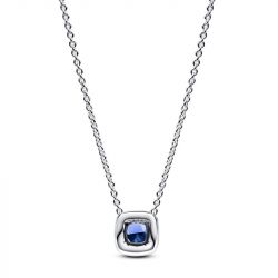 Collier femme pandora argent 925/1000 halo bleu carré scintillant 393560c01-45 - colliers-femme - edora - 2