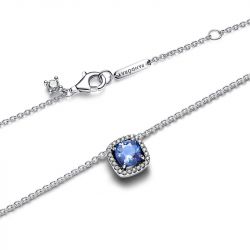 Collier femme pandora argent 925/1000 halo bleu carré scintillant 393560c01-45 - colliers-femme - edora - 3