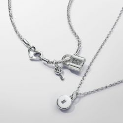 Collier femme chaîne pandora argent 925/1000 maille cloutée 392451c00-45 - colliers-femme - edora - 3