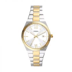 Montre femme fossil scarlette à trois aiguilles avec date, en acier inoxydable, bicolore es5259 - montres-femme - edora - 0