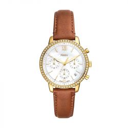 Montre femme chronographe fossil neutr en cuir brun es5278 - montres-femme - edora - 0