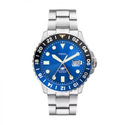 Montre homme fossil blue gmt en acier inoxydable fs5991 - montres-homme - edora - 0