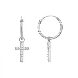 Boucles d'Oreilles Femme Créoles EDORA ARGENT 925/1000 Croix 60400025