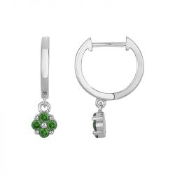 Boucles d'Oreilles Femme Créoles ARGENT 925/1000 et Spinelles Vertes EDO70400686