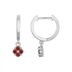 Boucles d'Oreilles Femme Créoles ARGENT 925/1000 et Spinelles Rouges EDO70400687