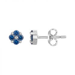 Boucles d'Oreilles Femme Puces ARGENT 925/1000 et Spinelles Bleues EDO70400688