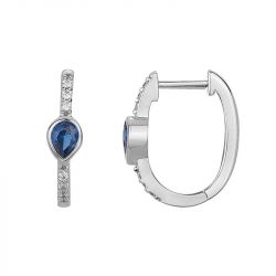 Boucles d'Oreilles Femme Créoles EDORA ARGENT 925/1000 et Spinelles Bleues 70400664