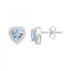 Boucles d'Oreilles Femme Puces EDORA ARGENT 925/1000 Cœurs et Oxydes 70400283