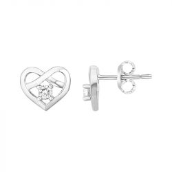 Boucles d'Oreilles Femme Puces EDORA ARGENT 925/1000 Cœurs et Oxydes 70400360