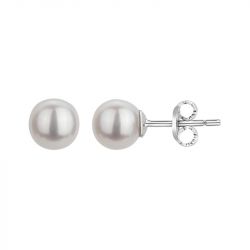 Boucles d'Oreilles Femme Puces EDORA ARGENT 925/1000 et Perles d'eau douce 70400380