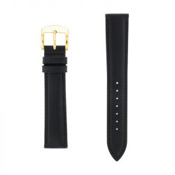 Bracelet Cuir Vachette grain saffiano SOHO 18/16mm Noir Couture T/T Doublure Vachette nubuckAnse D'Clic