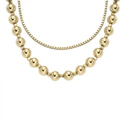 Collier femme fossil acier doré et perles all stacked up ja7248710 - colliers-femme - edora - 0