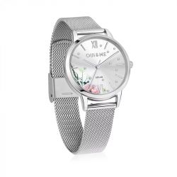 Montre coffret femme solaire oui&me cuir rose et acier argenté me010373 - montres-femme - edora - 4