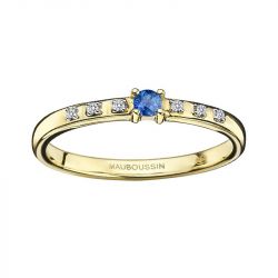 Bague Femme Mauboussin Capsule d'éotion OR 750/1000 jaune, Saphir Bleu et Diamants RI0984YGSADI